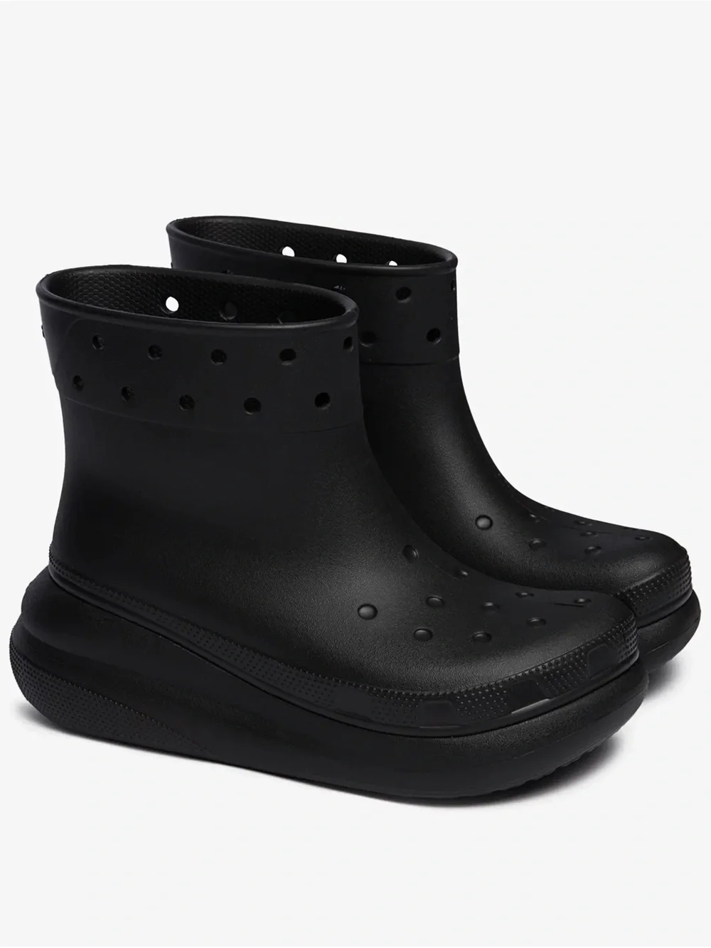 CROCS Women's Black Platform Ankle Rain Boots - Slip-On Waterproof